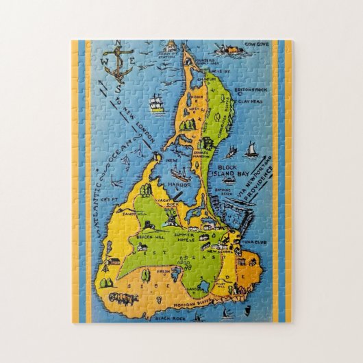 Map of Block Island 11x14 Legpuzzel (Verticaal)