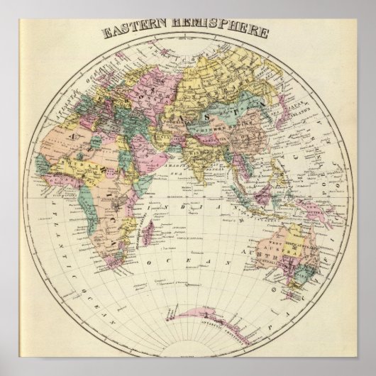 Map of Eastern Hemisphere Poster (Voorkant)