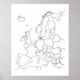 Map of Europe Blank Outline Poster