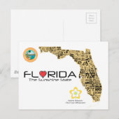 Map of Florida with all counties spelled out Briefkaart (Voorkant / Achterkant)