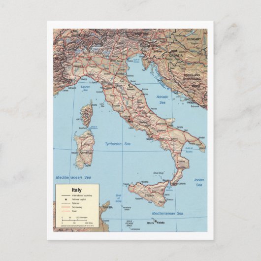 Map of Italy Briefkaart (Voorkant)