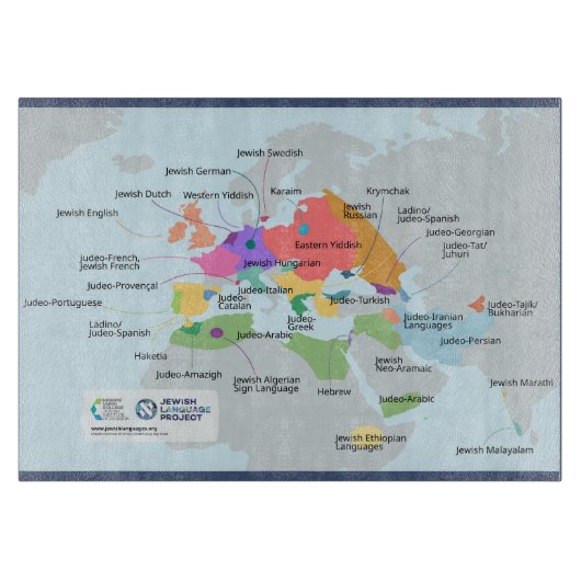 Map of Jewish languages Snijplank (Voorkant)