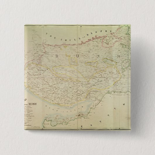 Map of Kutch and Runn, India, 1854 Vierkante Button 5,1 Cm (Voorkant)