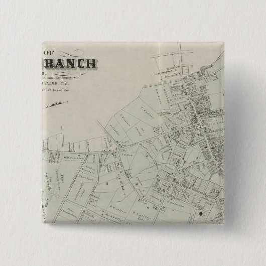 Map of Long Branch, NJ Vierkante Button 5,1 Cm (Voorkant)