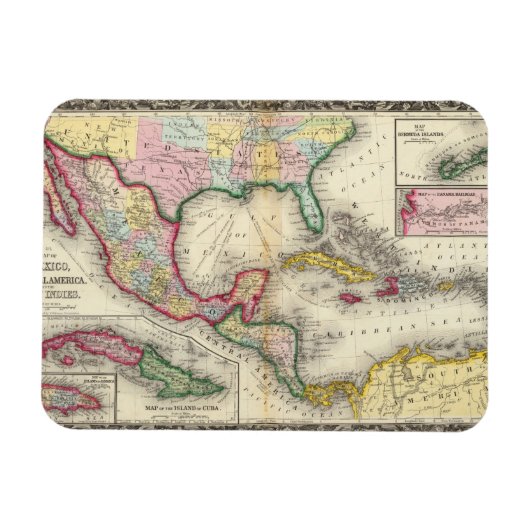 Map Of Mexico, Central America Magneet (Horizontaal)
