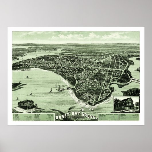 Map of Onset Bay Grove in Wareham, MA vanaf 1885 Poster (Voorkant)