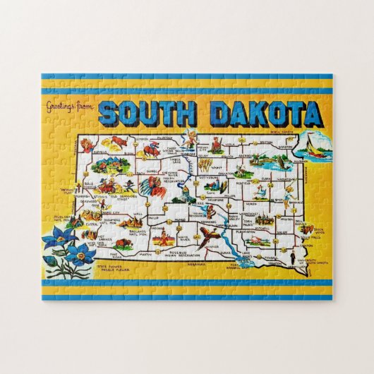 Map of South Dakota 11x14 Jigsaw Puzzle Legpuzzel (Horizontaal)