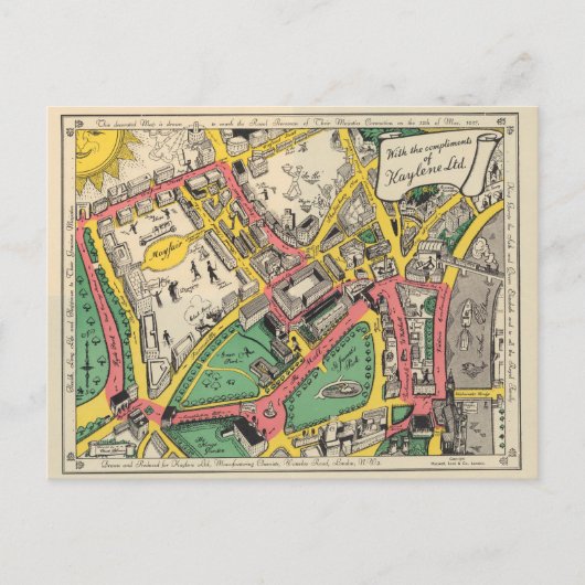 Map of the Coronation Route, London, England Briefkaart (Voorkant)