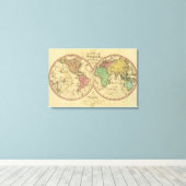 Map Of The World on the Globular Projection Canvas Afdruk (Insitu (Houten vloer))