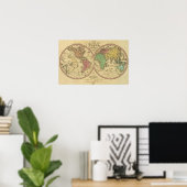 Map Of The World on the Globular Projection Poster (Thuiskantoor)
