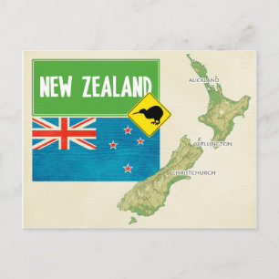 MAP POSTCARDS ♥ New Zealand Briefkaart