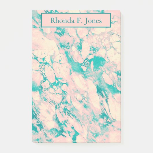  map Roze en Blauwe marmer Pocket Post-it® Notes (Voorkant)
