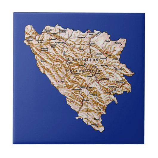 Map Tile Bosnië en Herzegovina Tegeltje (Voorkant)