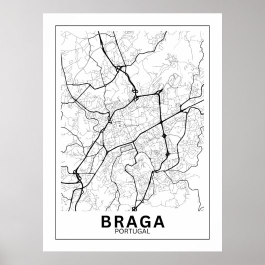 Mapa Da Cidade Braga Estilo Linha Clássico Poster (Voorkant)