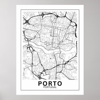 Mapa Da Cidade Porto Estilo Linha Clássico Poster