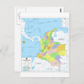 Mapa de Colombia Map of Colombia Briefkaart (Voorkant / Achterkant)