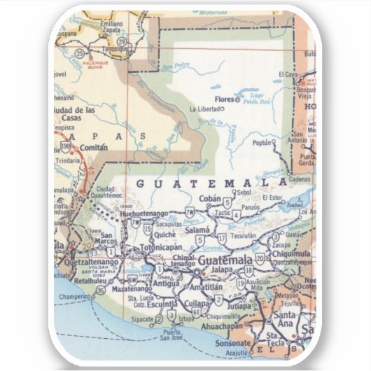 Mapa de Guatemala Sticker (Voorkant)