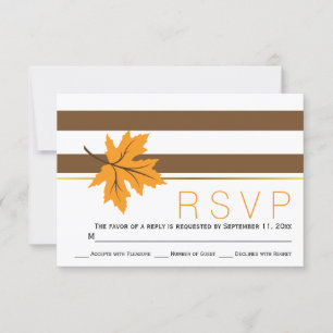 Maple bladeren en bruine strepen vallen bruiloft R RSVP Kaartje
