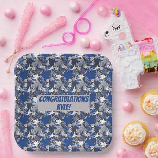 Maple Blauw op een Koolsteenachtergrond Papieren Bordje (Feest)