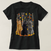 Maple Cat Leaf Herfst Hallo Autumn Funny Kat T-shirt (Design voorkant)