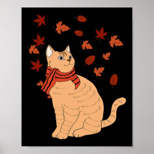 Maple Cat Leaf Herfst Hallo Poster