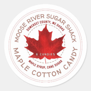 Maple Cotton Snoep Copper Border Red Maple Leaf Ronde Sticker