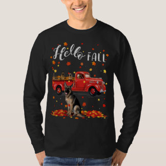 Maple German Shepherd Dog Leaf Herfst Autumn Red T T-shirt