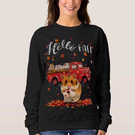 Maple Hamster Leaf Herfst Herfst Rode Vrachtwagen Trui (Voorkant)