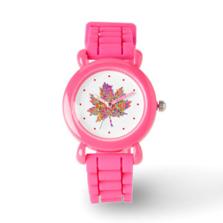 Maple Leaf Actie Schilderen Splatter Horloge