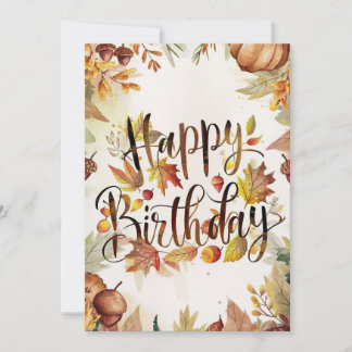 Maple Leaf Autumn Herfst Happy Birthday Kaart
