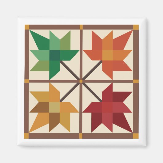 Maple Leaf Barn Quilt Magnet Magneet (Voorkant)