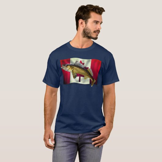 Maple Leaf Canadian Flag & Walleye Pike T-Shirt (Voorkant volledig)