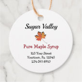 Maple Leaf Cutout Round Maple Syrup Hang Labels (Voorkant)