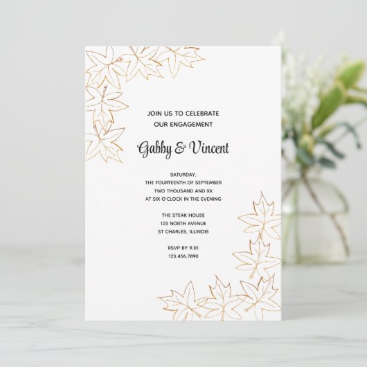 Maple Leaf Edge Fall Engagement Party Invitation (Debout devant)