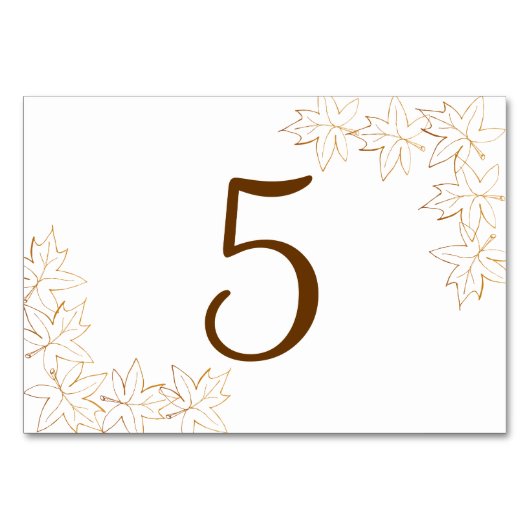 Maple Leaf Edge Fall Trouwtafel Nummers Kaart (Voorkant)