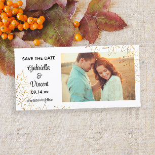 Maple Leaf Edge Wedding Save the Date Photo Card