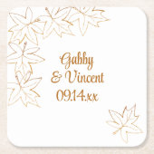Maple Leaf Edge Wedding Vierkante Kartonnen Onderzetter (Voorkant)