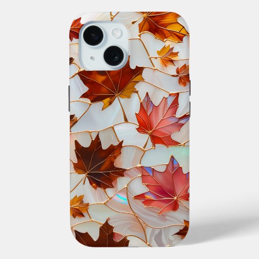 Maple Leaf Glas in lood iPhone Case (Achterkant)