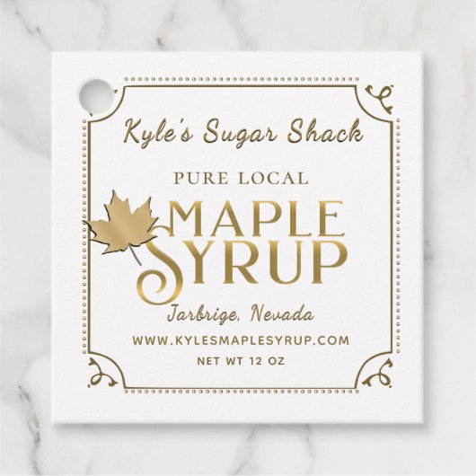 Maple Leaf Gold Maple Syrup Label fancy grens (Voorkant)