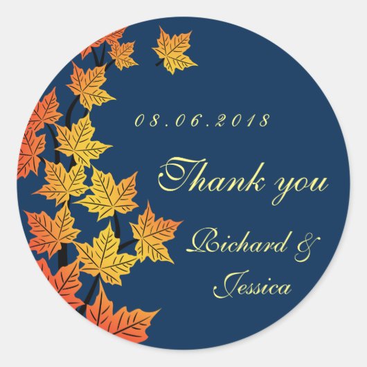 Maple Leaf Herfst Autumn Wedding Sticker (Voorkant)