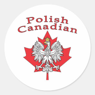 Maple Leaf met Poolse Canadese Ronde Sticker