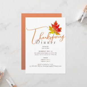 Maple Leaf Minimal Herfst Thanksgiving Dinner Feas Kaart