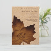 Maple Leaf Monogrammed Rehearsal Dinner Invite Kaart (Staand voorkant)