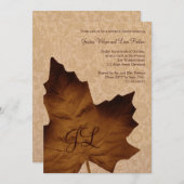 Maple Leaf Monogrammed Rehearsal Dinner Invite Kaart (Voorkant / Achterkant)
