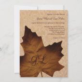 Maple Leaf Monogrammed Wedding Invitation Kaart (Voorkant)