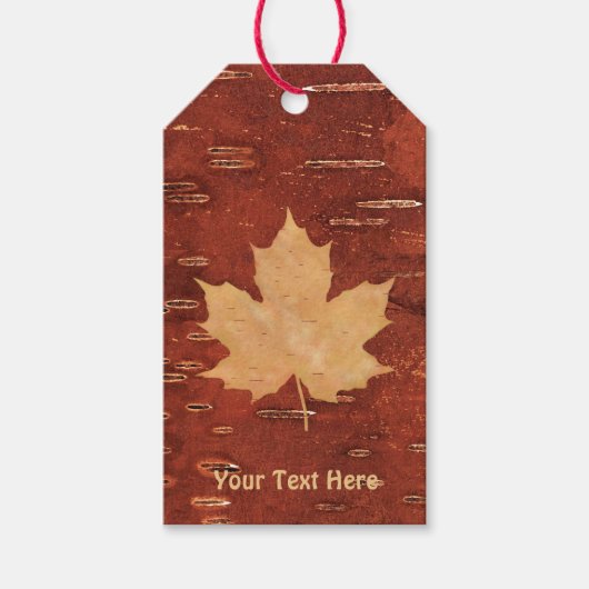 Maple Leaf on Inner Birch Bark Cadeaulabel (Voorkant)