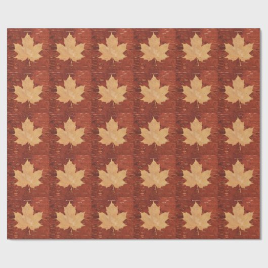 Maple Leaf on Inner Birch Bark Cadeaupapier (Vlak)