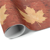 Maple Leaf on Inner Birch Bark Cadeaupapier (Rol Hoek)
