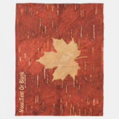 Maple Leaf on Inner Birch Bark Fleece Deken (Voorkant)