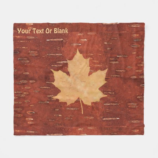 Maple Leaf on Inner Birch Bark Fleece Deken (Voorkant (Horizontaal))